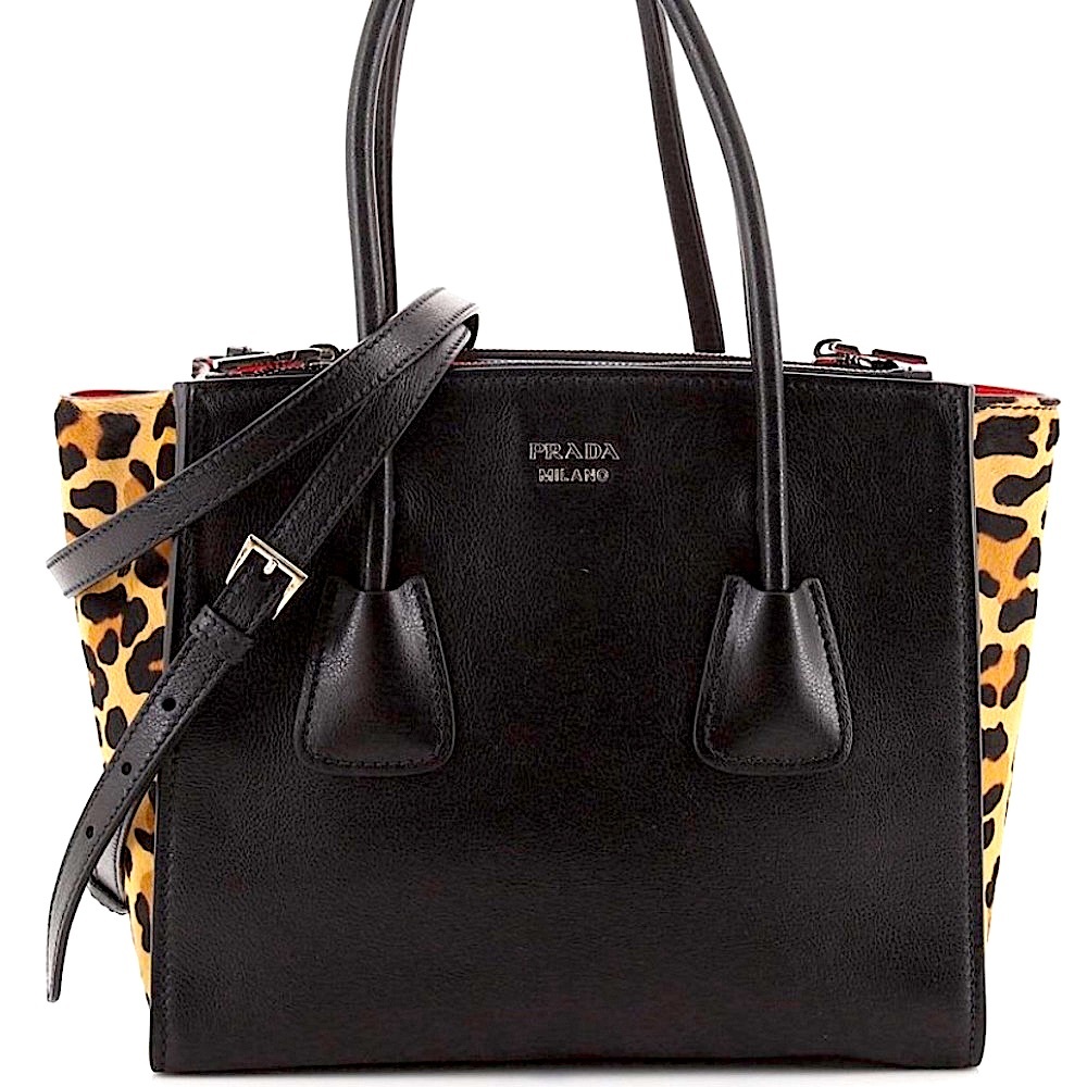 PRADA AUTHENTIC Twin Pocket Tote Glacé Calf Hair